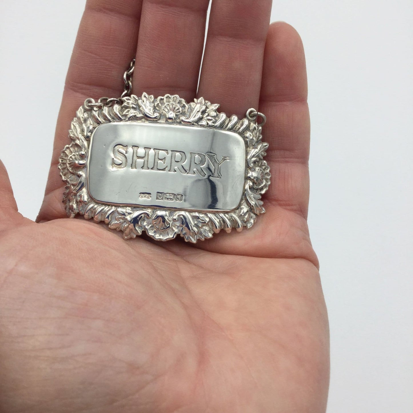 1981 Sterling Silver Sherry Decanter Label