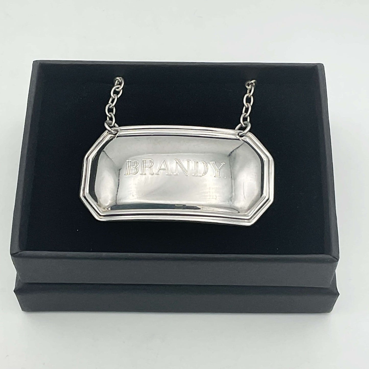 Vintage 1983 Brandy Sterling Silver Decanter Label