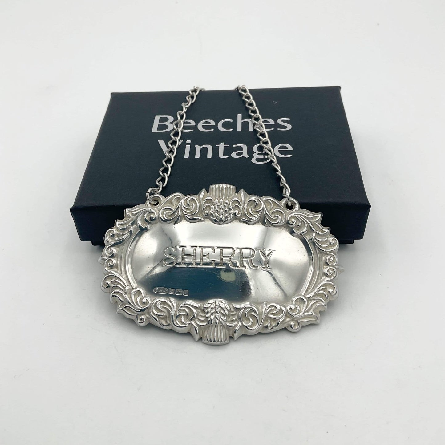 Vintage 1983 Sterling Silver Sherry Decanter Label
