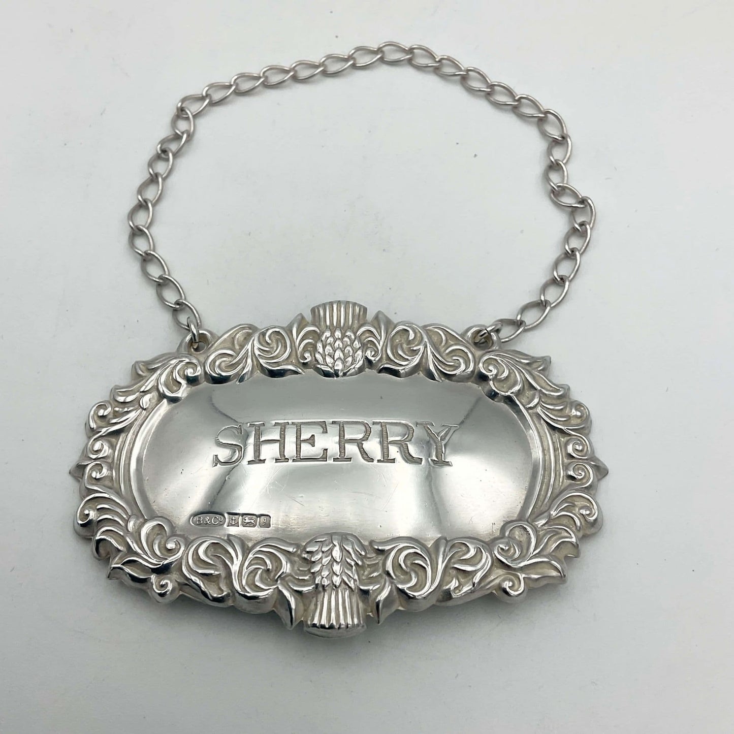 Vintage 1983 Sterling Silver Sherry Decanter Label