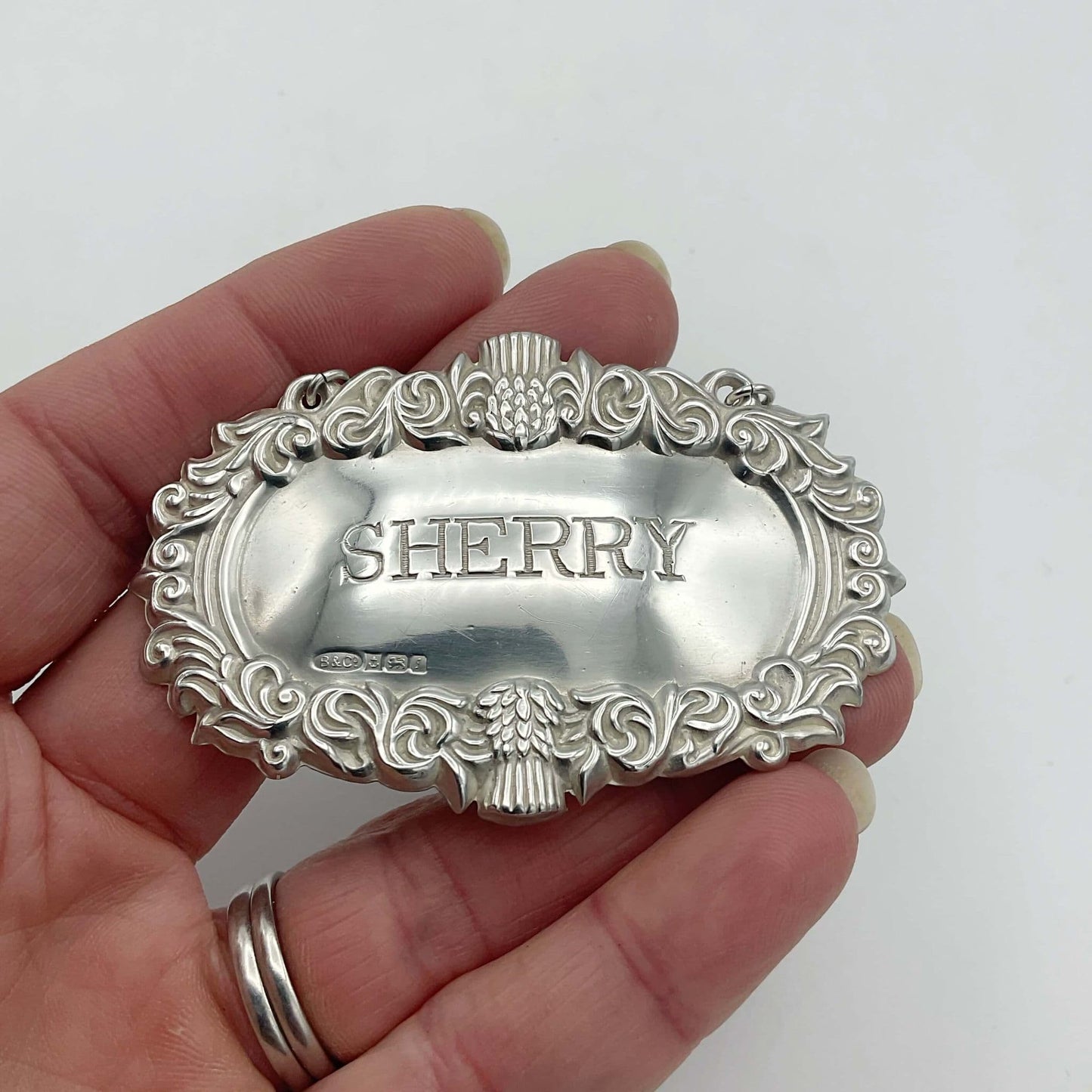 Vintage 1983 Sterling Silver Sherry Decanter Label