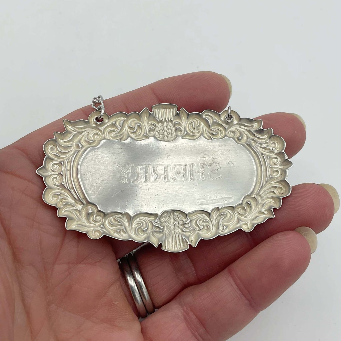 Vintage 1983 Sterling Silver Sherry Decanter Label