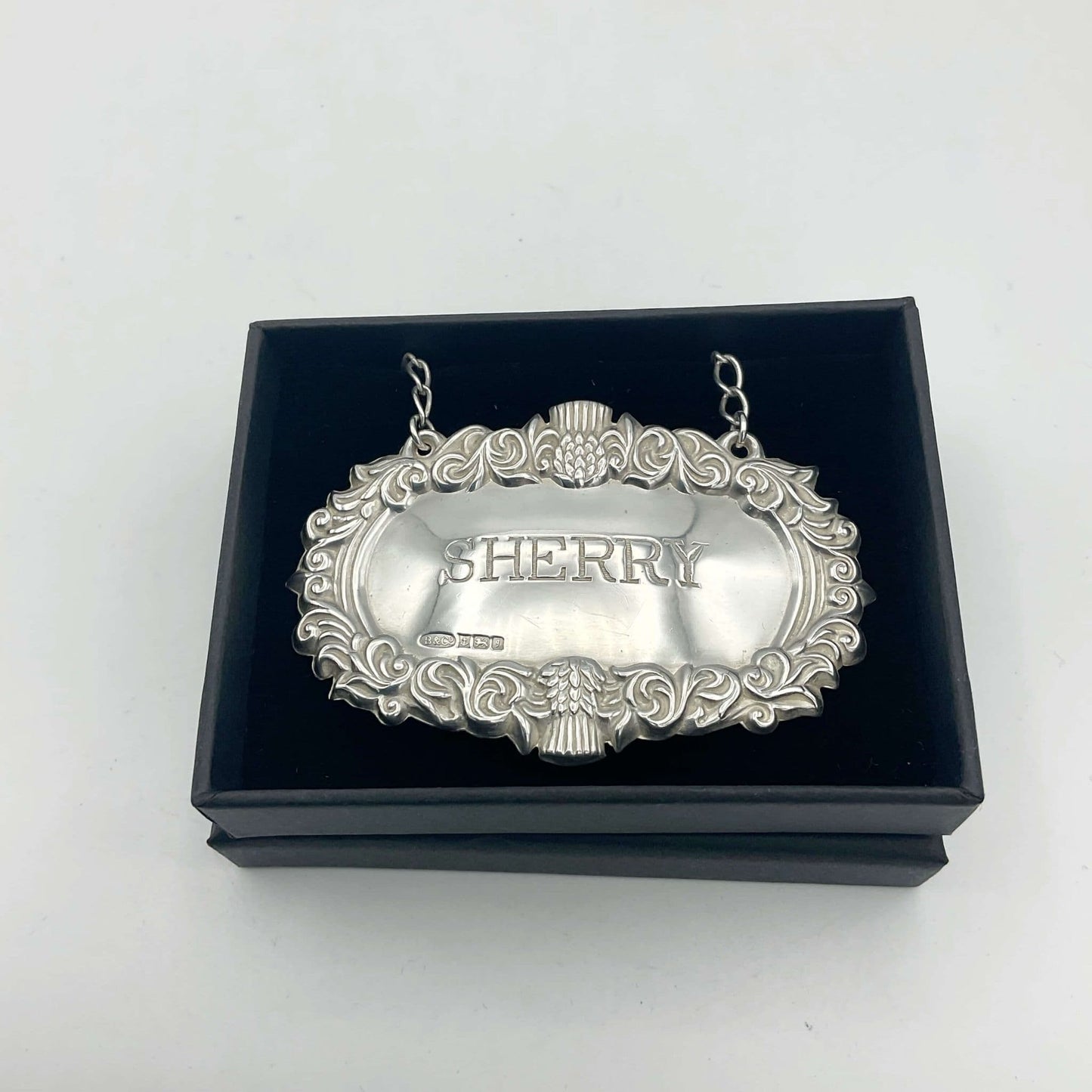 Vintage 1983 Sterling Silver Sherry Decanter Label
