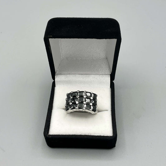 Black Cubic Zirconia Silver Ring