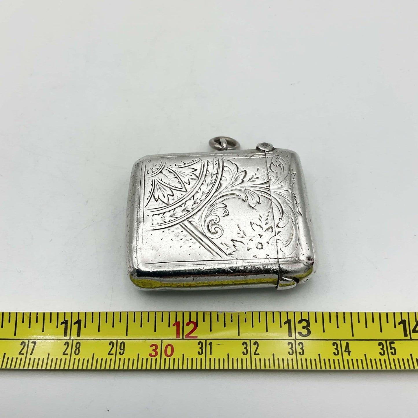Antique 1895 Silver Vesta Case, Victorian Match Safe