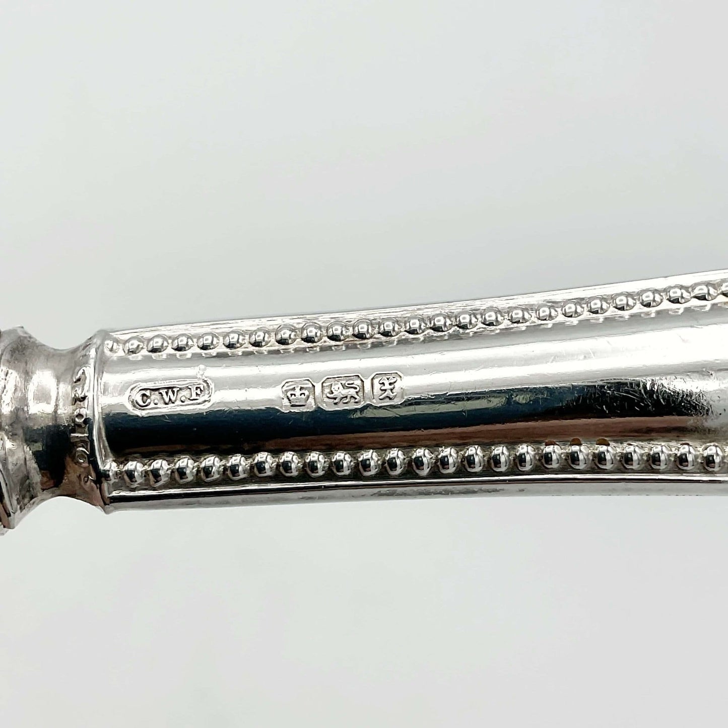 Silver hallmarks on handle