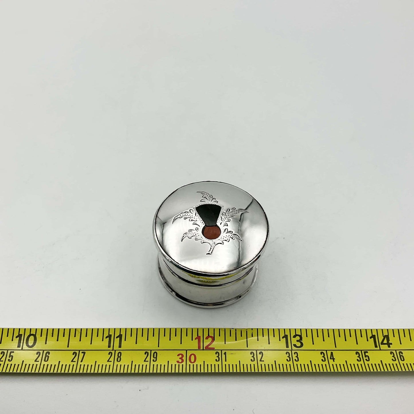 Antique 1923 Silver Thistle Pill Box