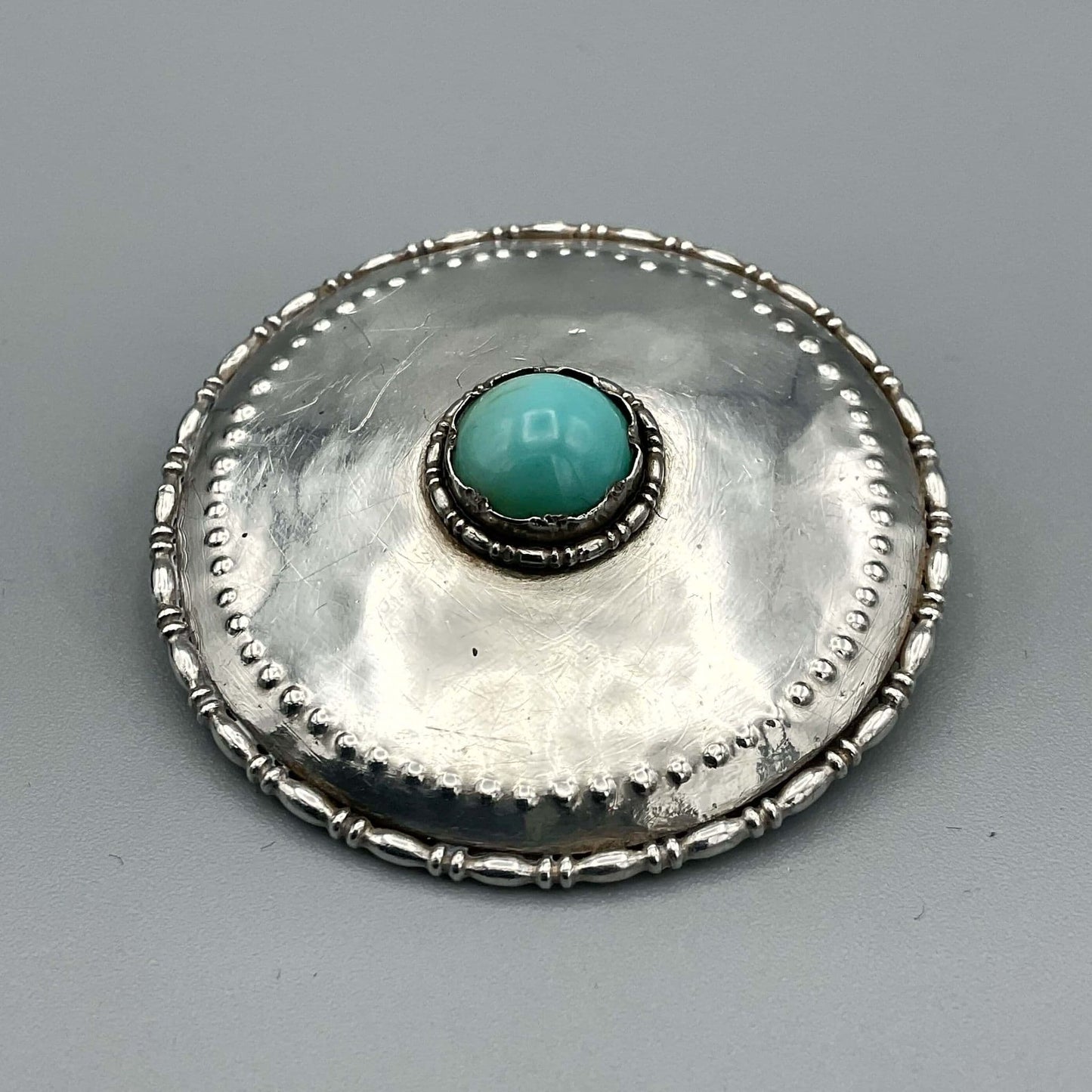 Antique Turquoise Shield Brooch