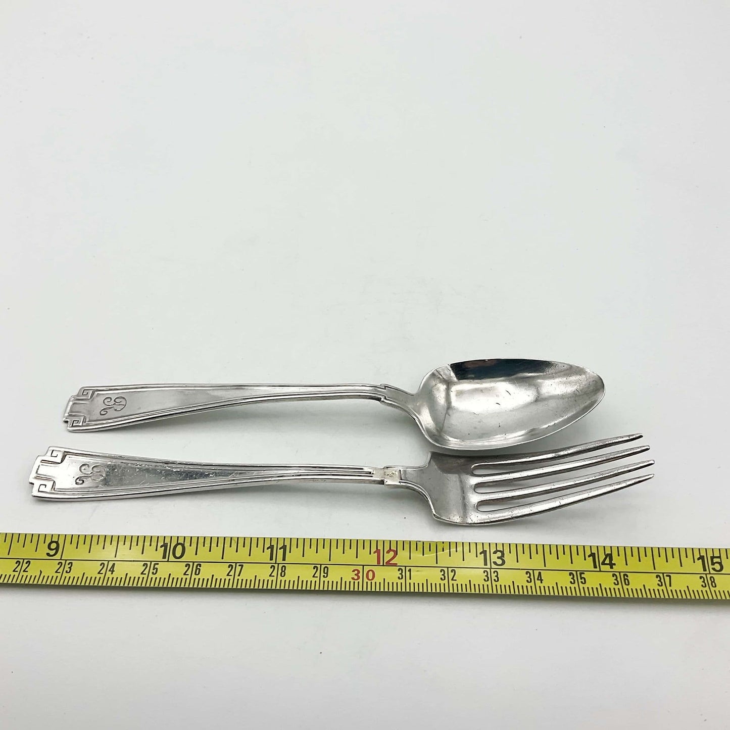 Antique Small Silver Spoon and Fork, Christening Gift