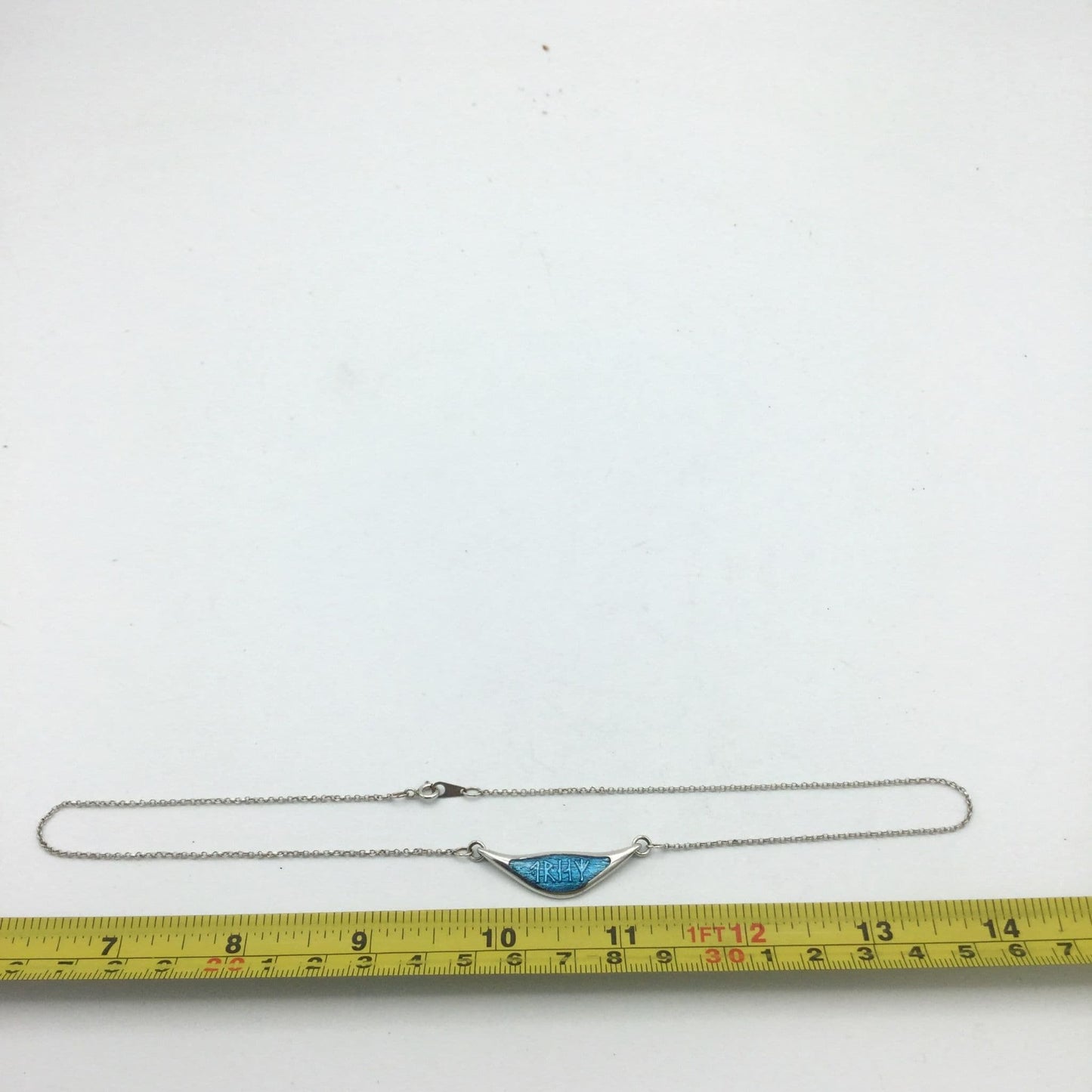 Blue Enamel Silver Pendant Necklace