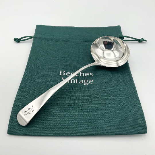 Antique 1800 Sterling Silver Ladle, Georgian Sauce Ladle