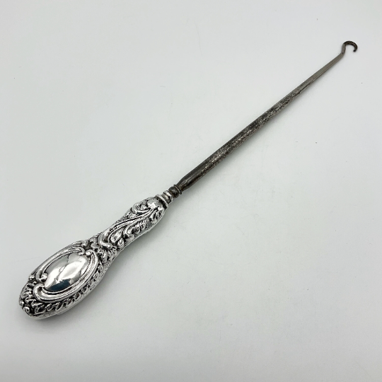 Antique 1901 Large Sterling Silver Button Hook