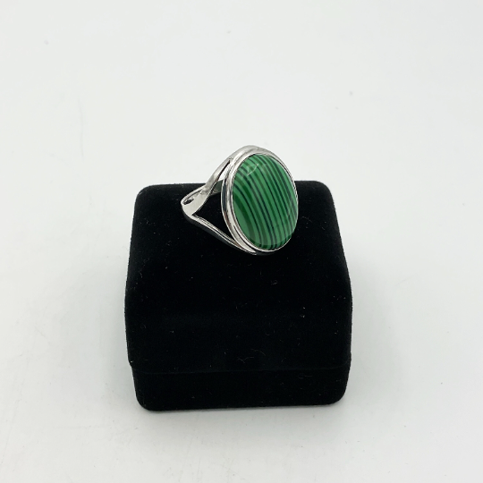 Stunning Striped Malachite Silver Ring