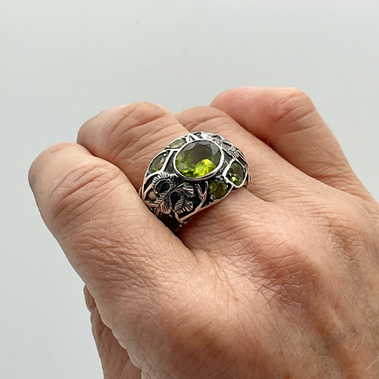 Peridot Green Silver Ring