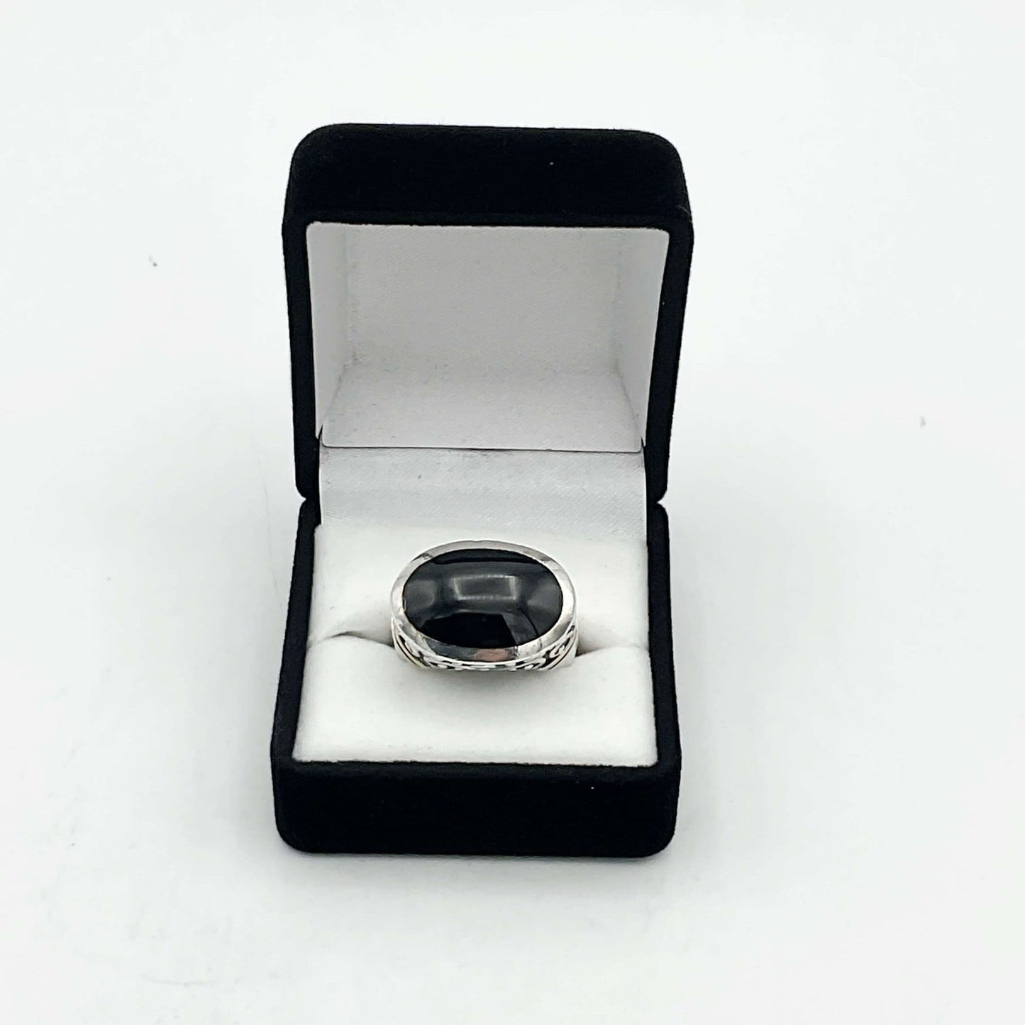 Oval Black Onyx Silver Ring