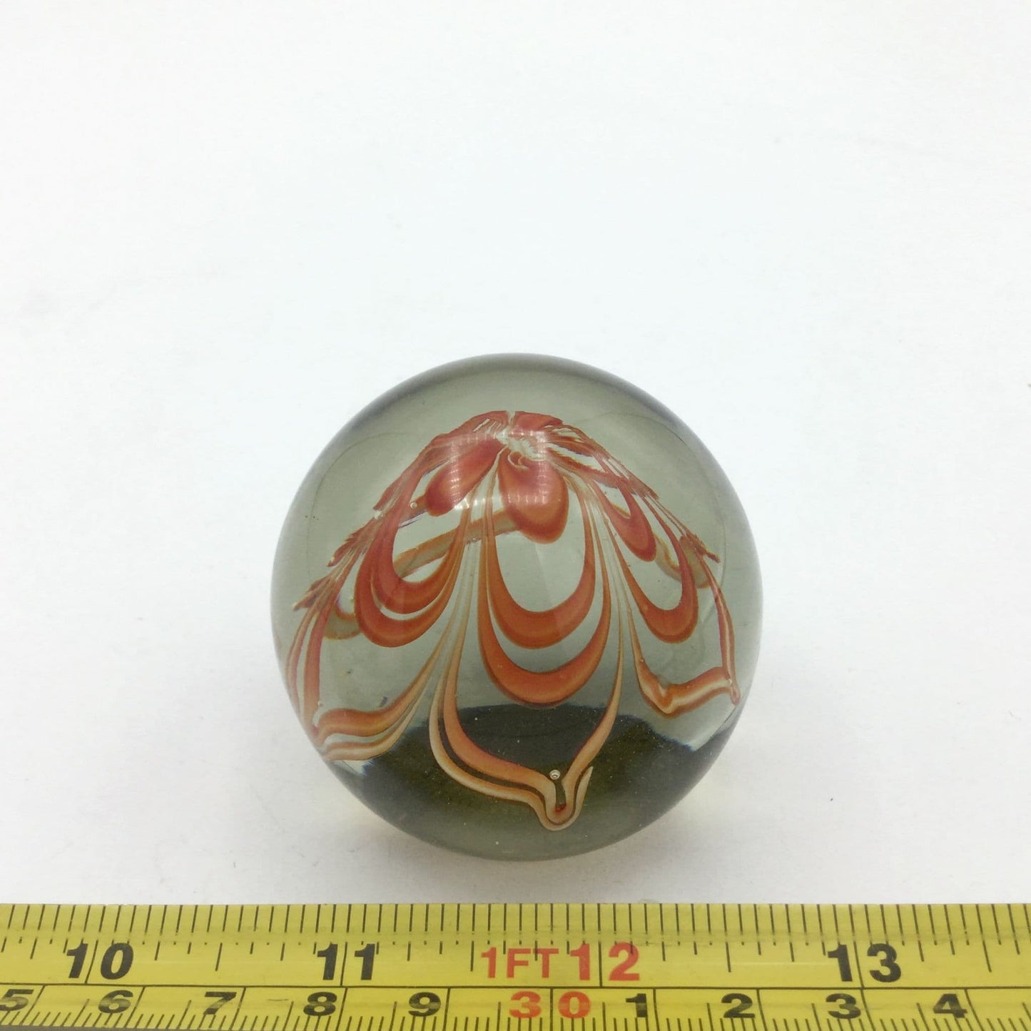 1970s Orange Swirl Glass Paperweight