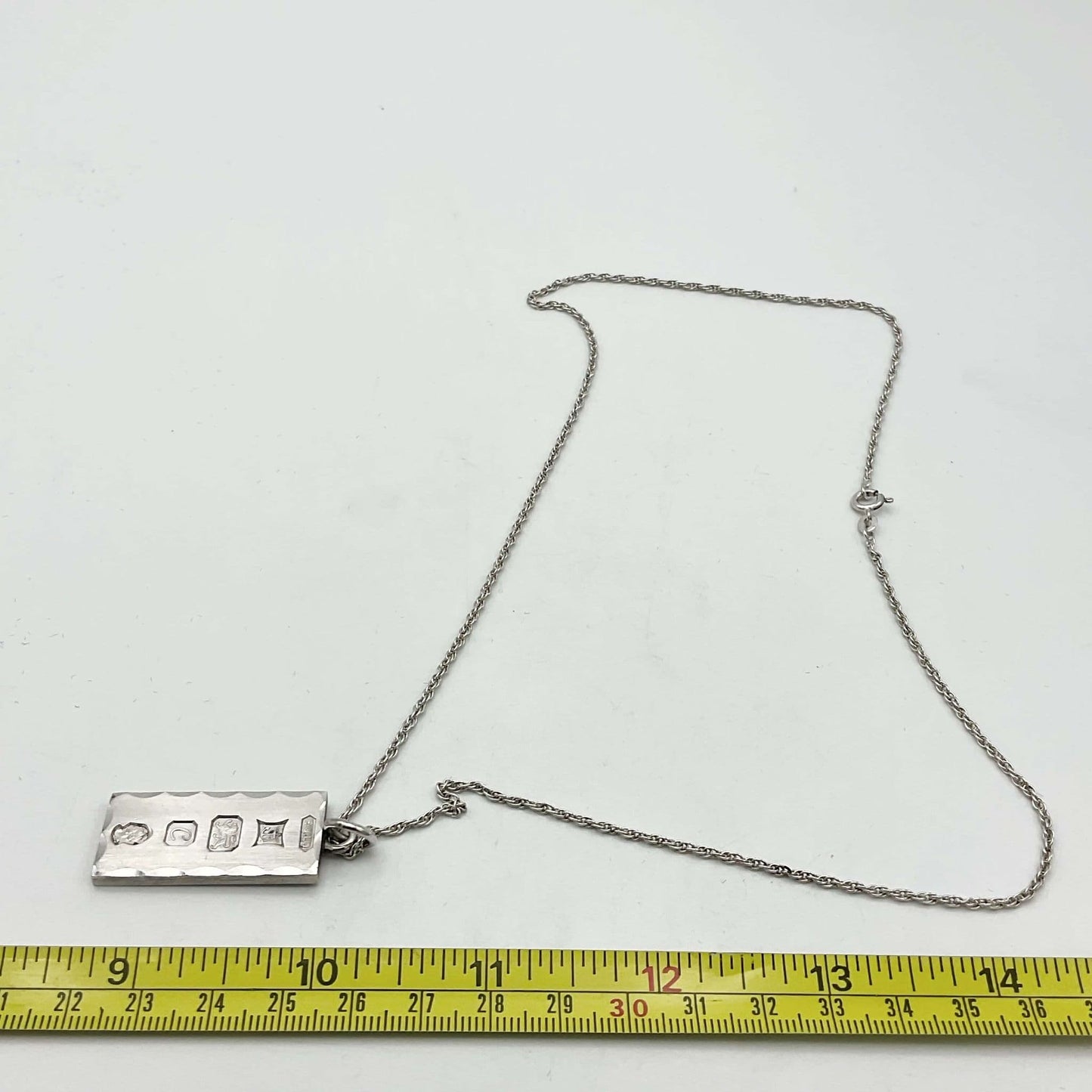 Sterling Silver Ingot Pendant Necklace, Hallmarked 1977