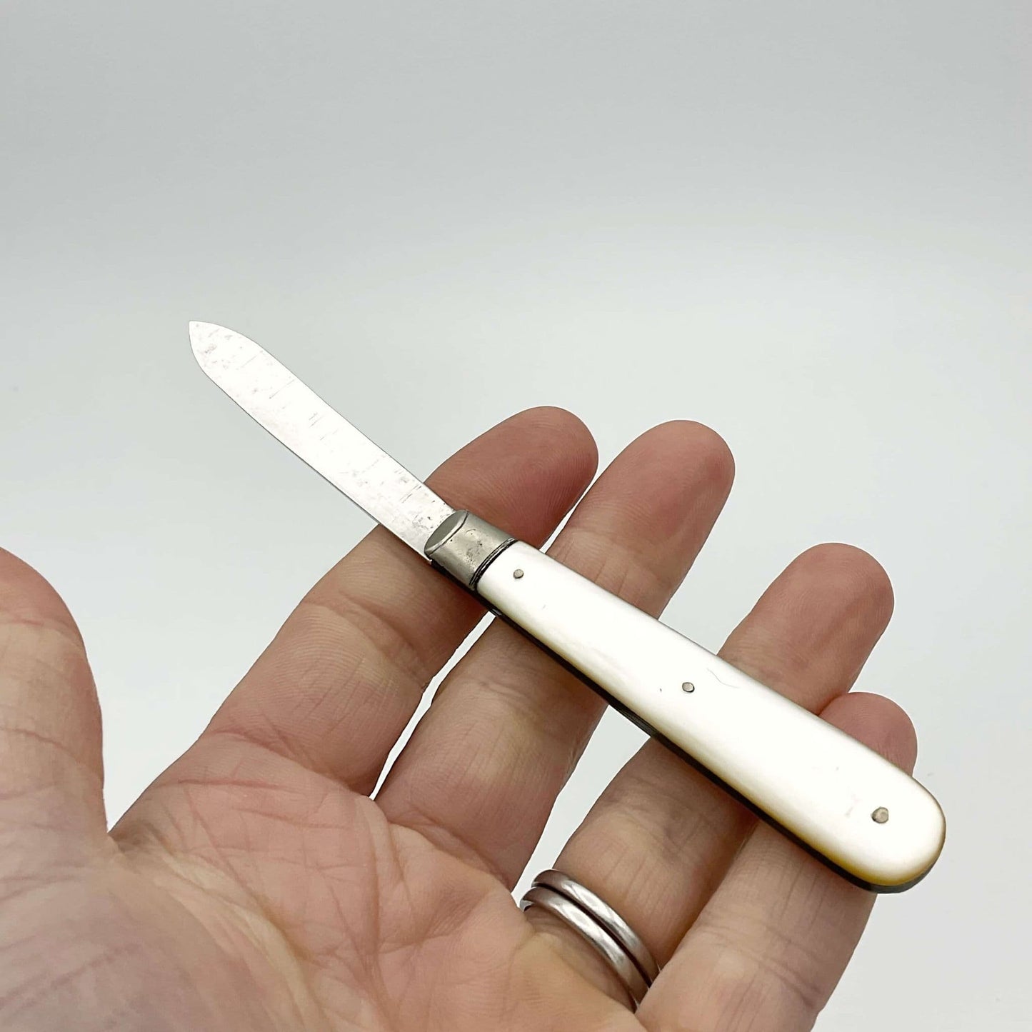 Vintage Sterling Silver Fruit Knife, Pearl Handle, 1926 Hallmark