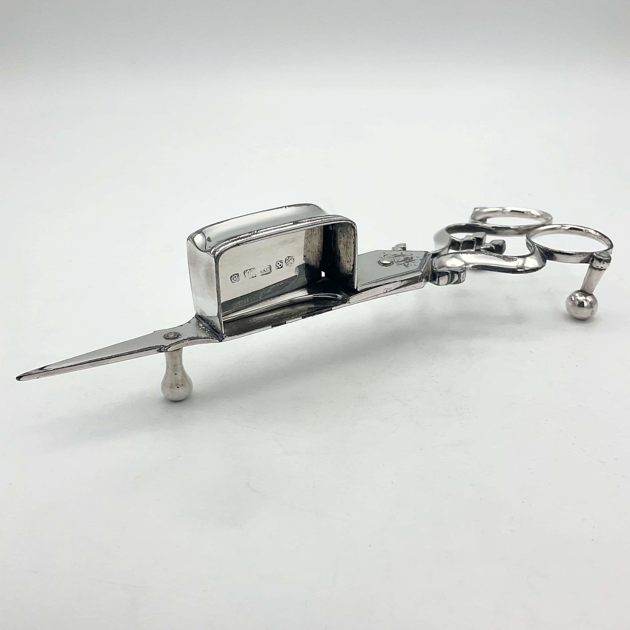 Antique 1848 Silver Plated Candle Snuffing Scissors Beeches Vintage