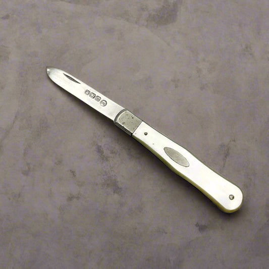 Antique Folding Silver Fruit Knife, 1914 Hallmark