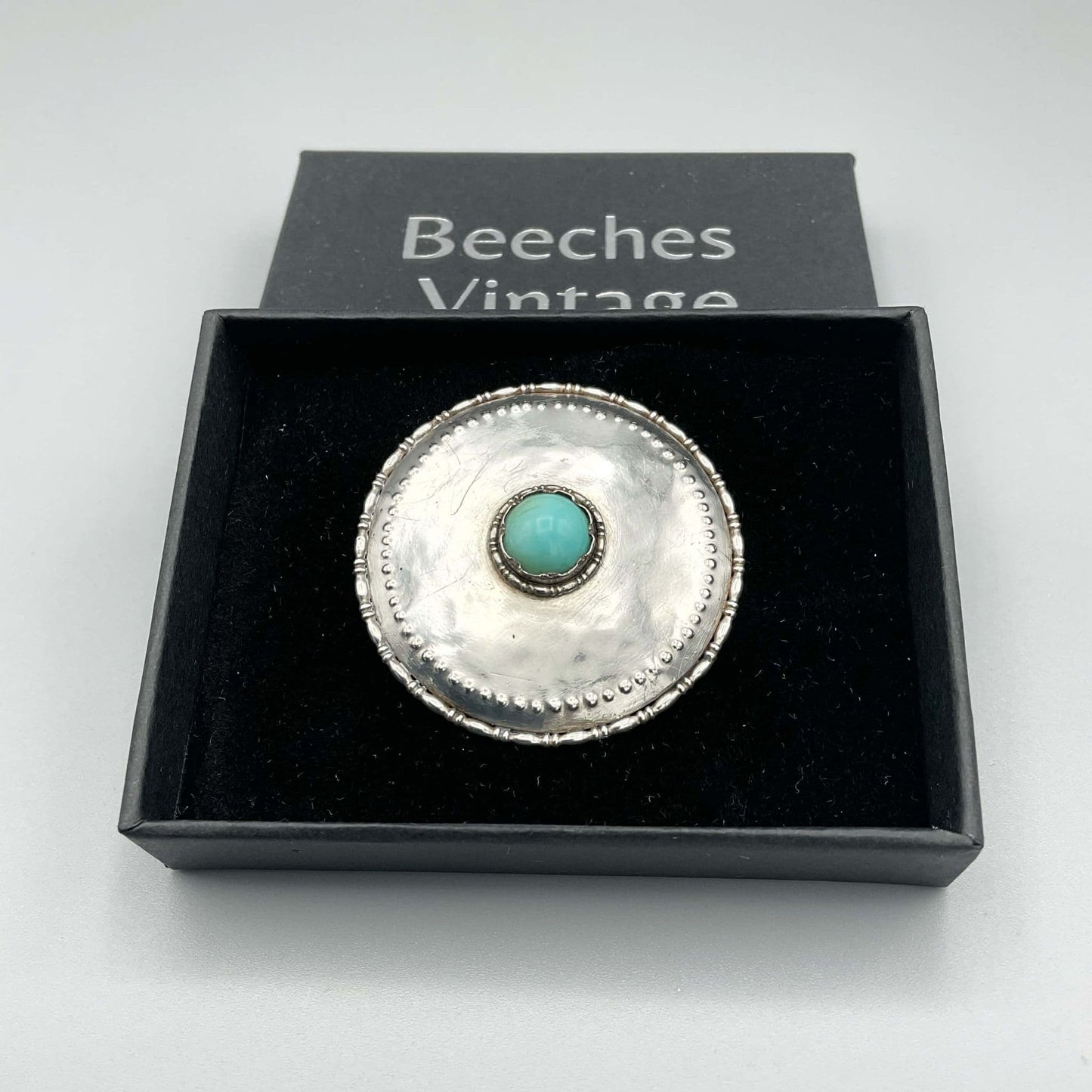 Antique Turquoise Shield Brooch