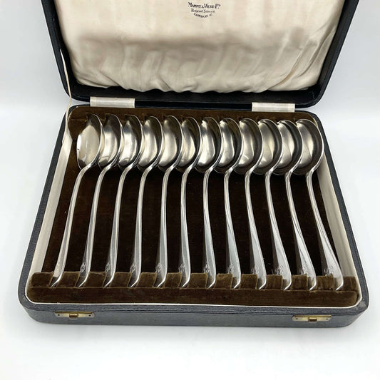 Antique Mappin & Webb Silver Plated Soup Spoons Set