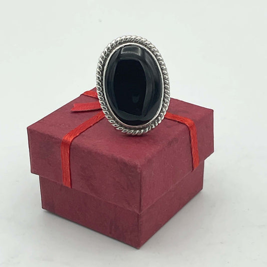 Black Onyx Silver Ring