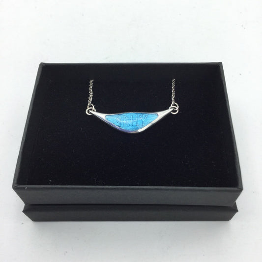 Blue Enamel Silver Pendant Necklace