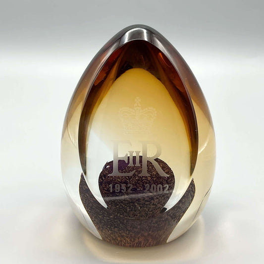 Caithness Queen's Golden Jubilee Paperweight, Royal Cypher
