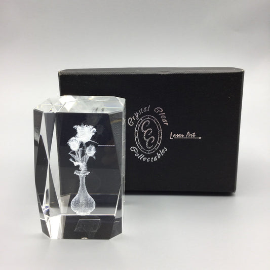 Crystal 3D Rose Art Glass Paperweight