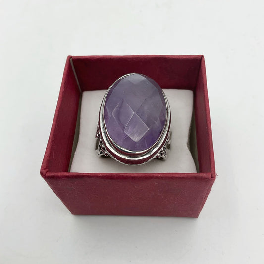 Large Purple Amethyst Sterling Silver Ring