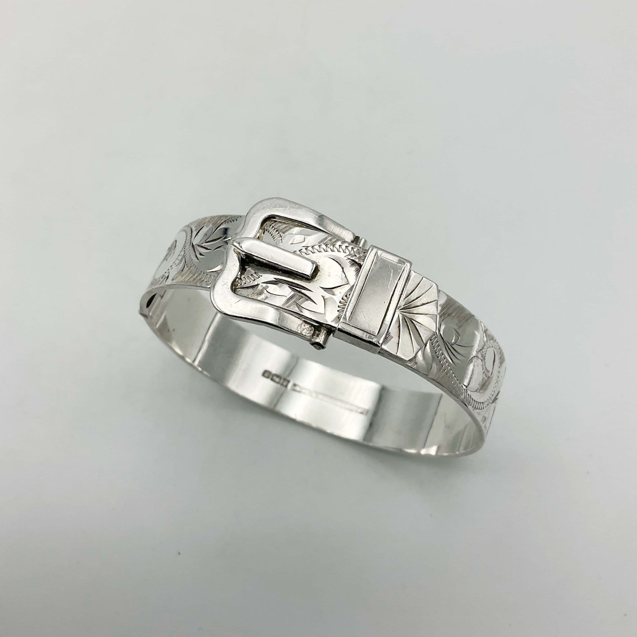 Vintage Sterling Silver Hinged Bracelet Belt Buckle Bracelet