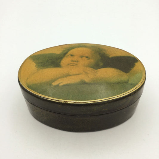 Vintage Wooden Trinket Box, Cherub Design