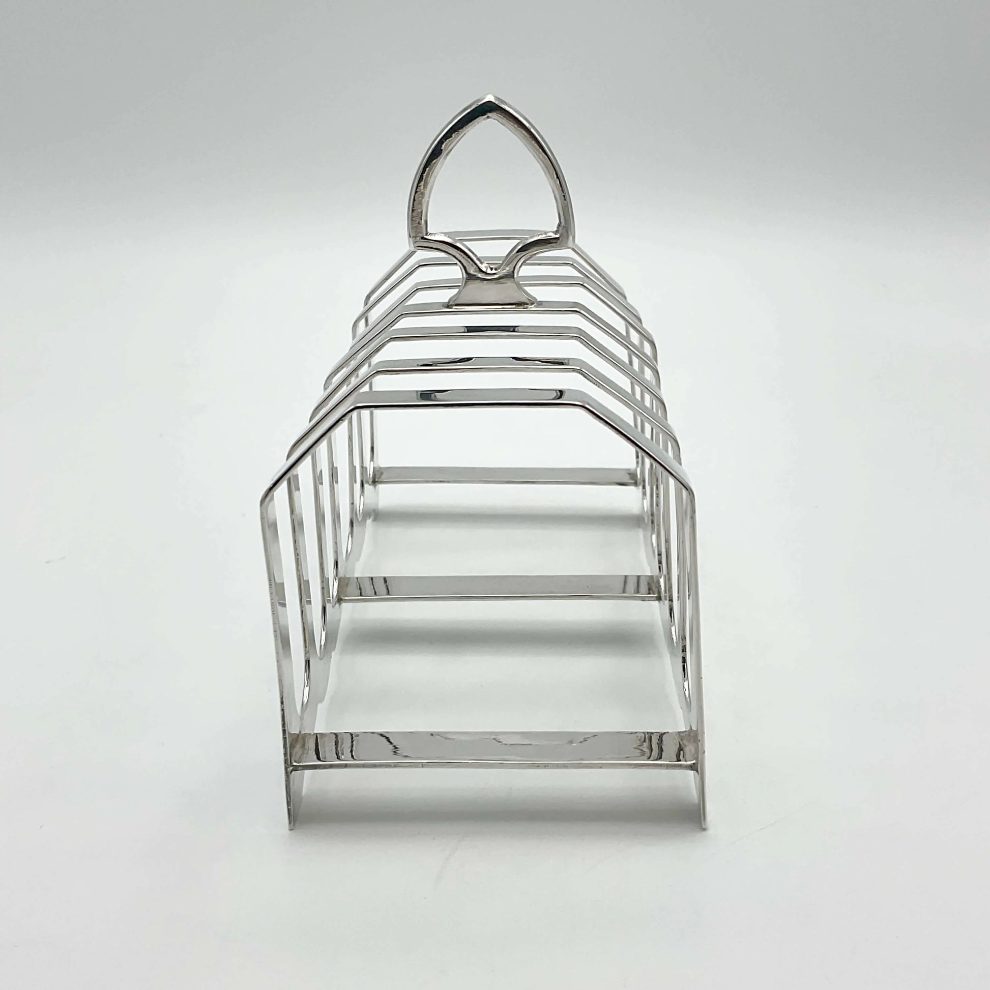 1935 Art Deco Sterling Silver Toast Rack 6 on a white background