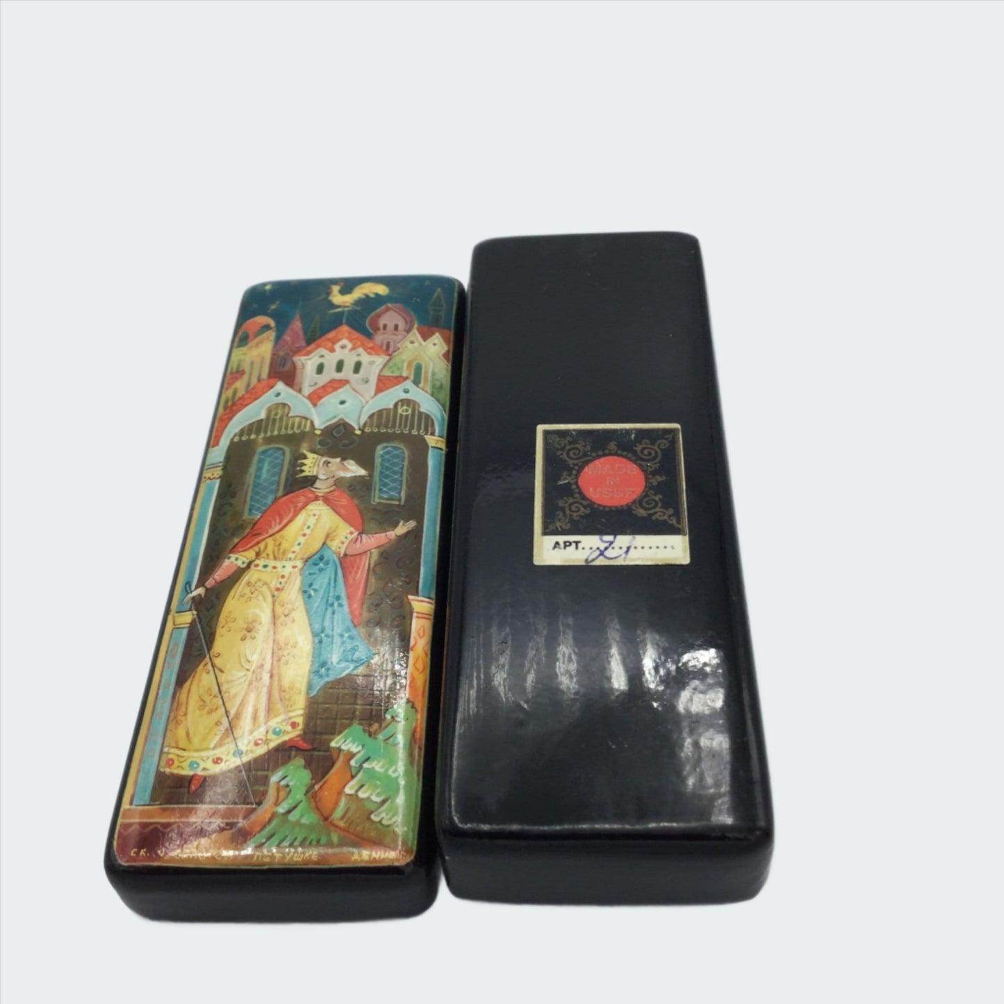 1980s USSR Hand Painted Wooden Box, Russian Trinket Box