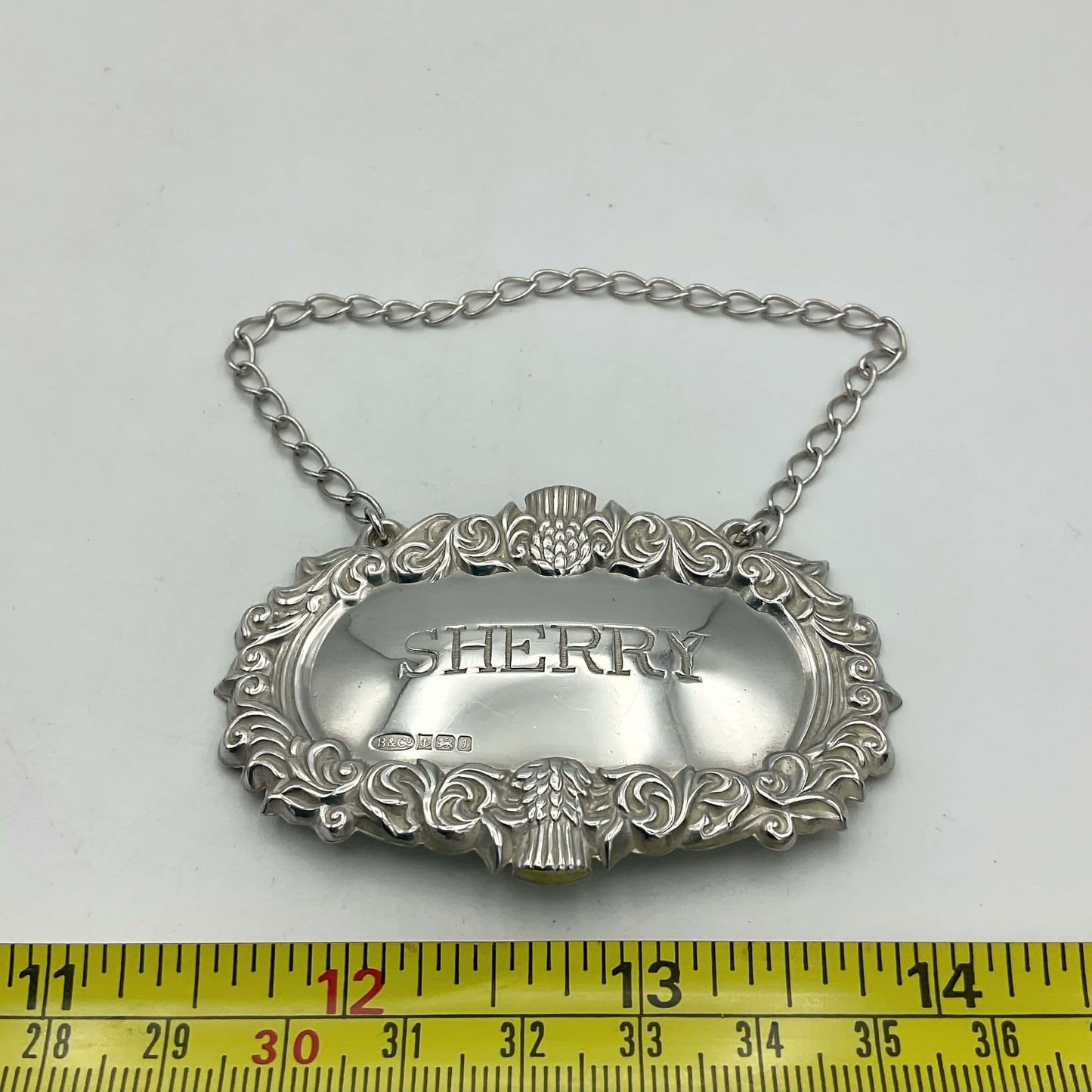 1983 Sterling Silver Sherry Decanter Label