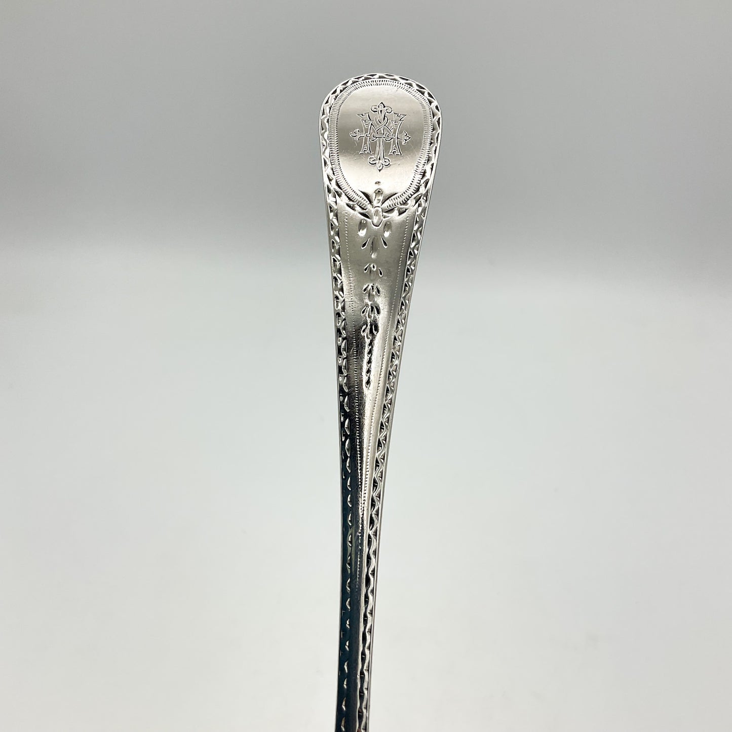 Antique 1786 Bright Cut Silver Serving Spoon, Georgian Tablespoon