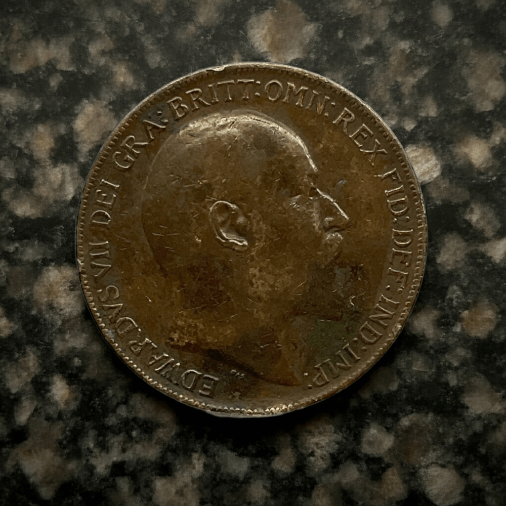 Antique 1909 King Edward VII One Penny Coin