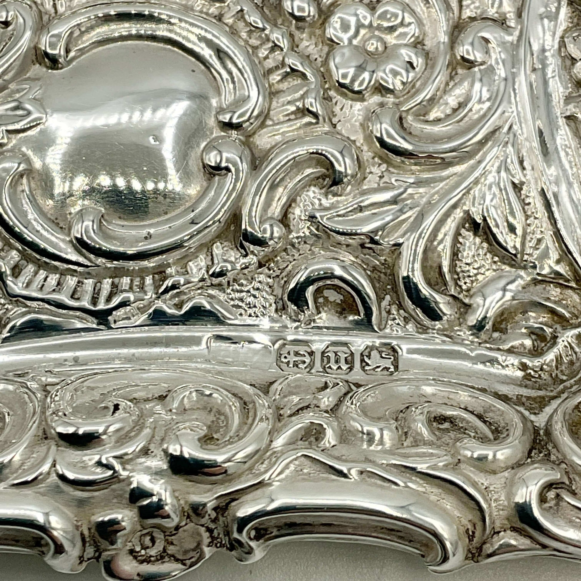 hallmarks on Antique Small Repousse Silver Tray