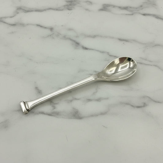 Silver salt spoon on a marble surface