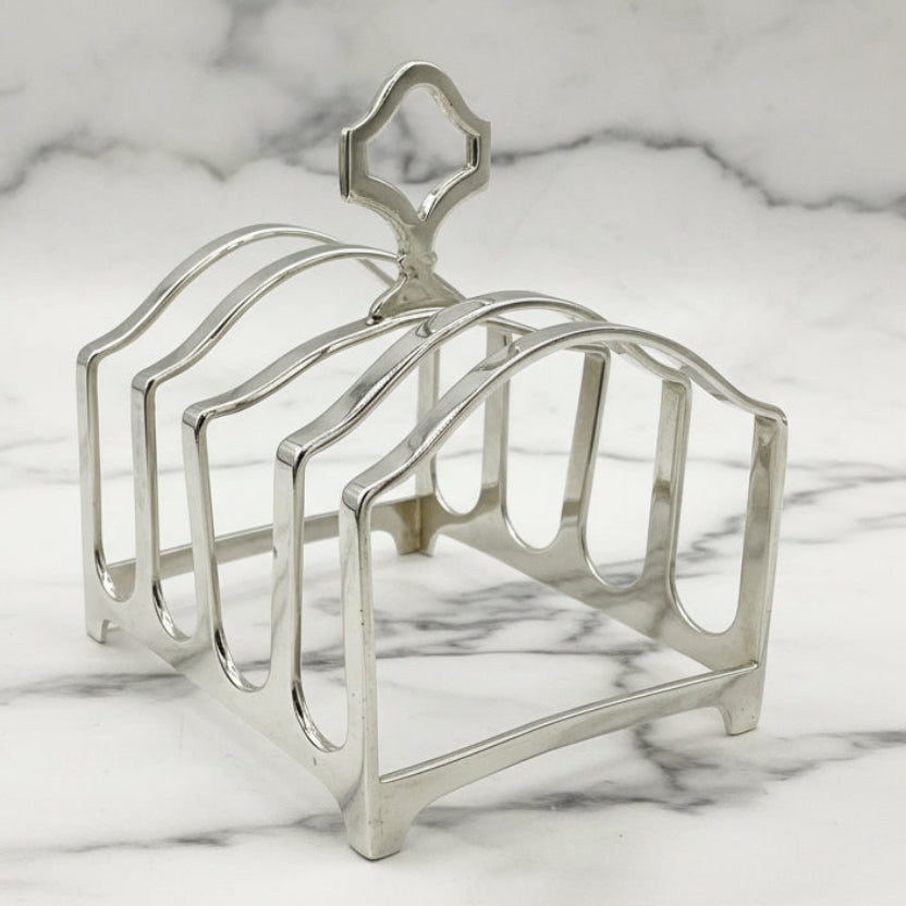 Silver toast rack on a marble background