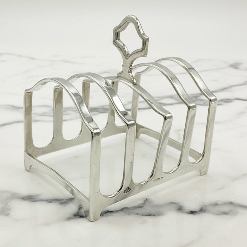 Silver toast rack on a white background