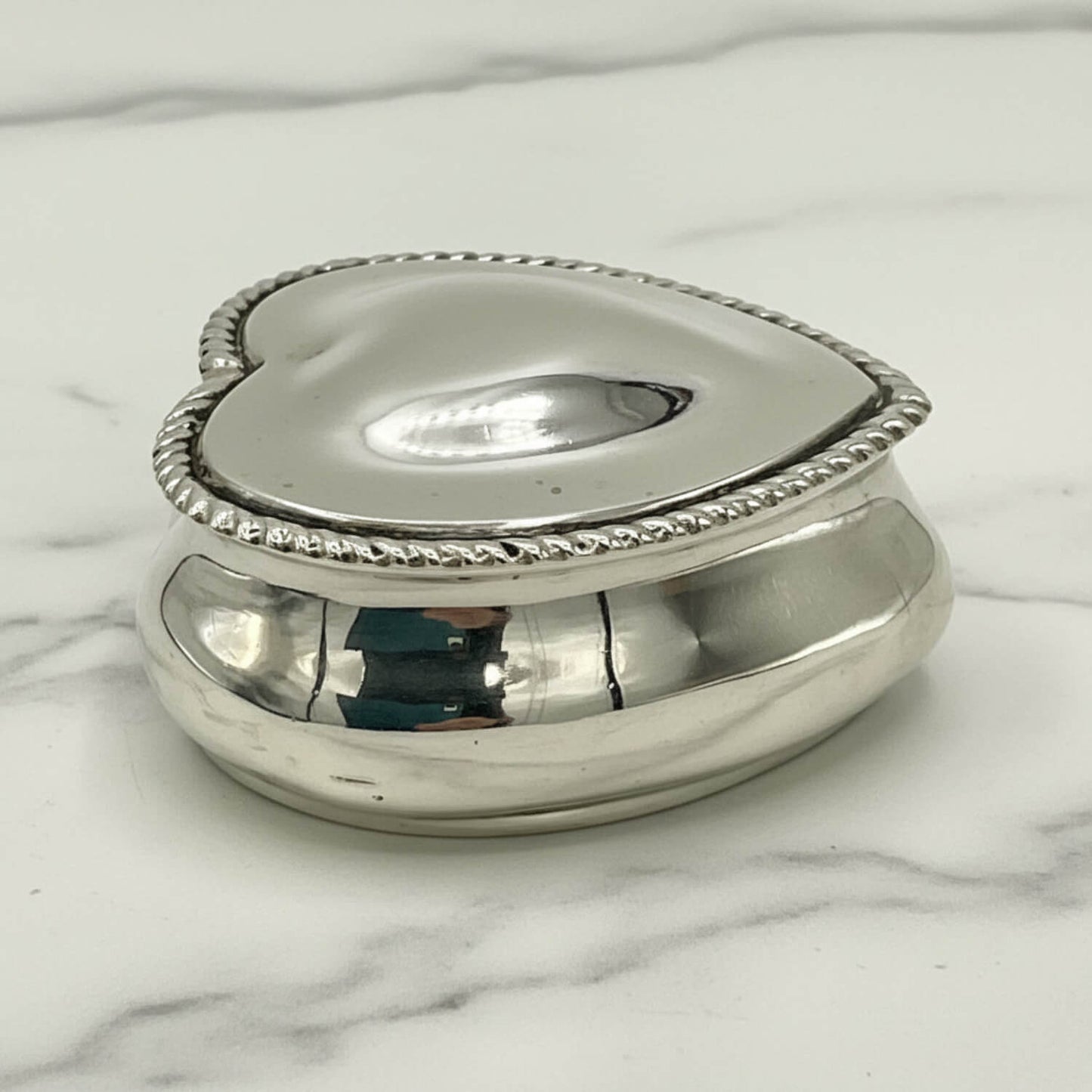 Antique Sterling Silver Heart Shaped Jewellery Box