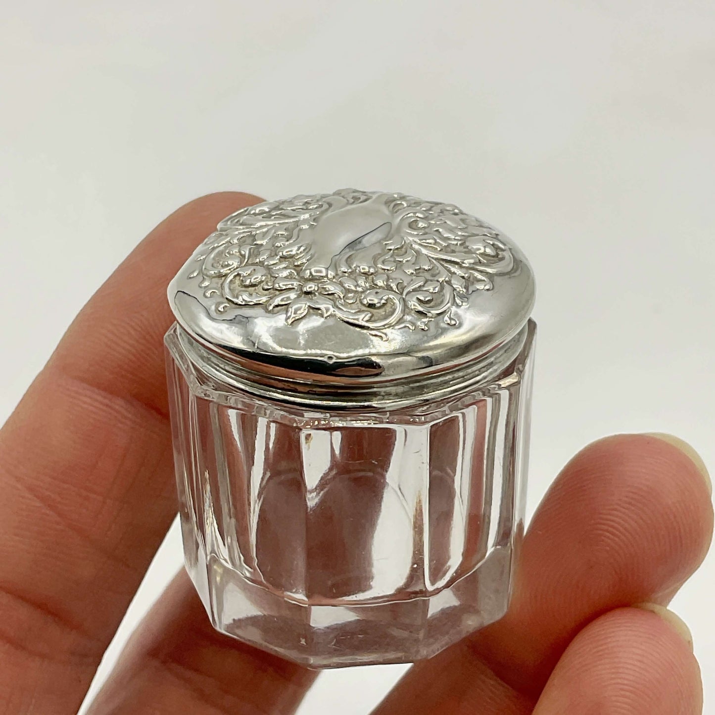 Antique Sterling Silver Glass Jar