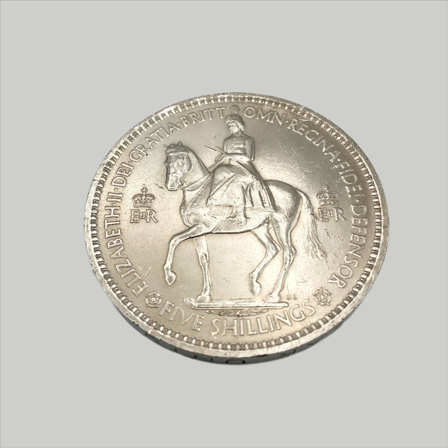 reverse side of 1953 Queen Elizabeth II coronation Coin