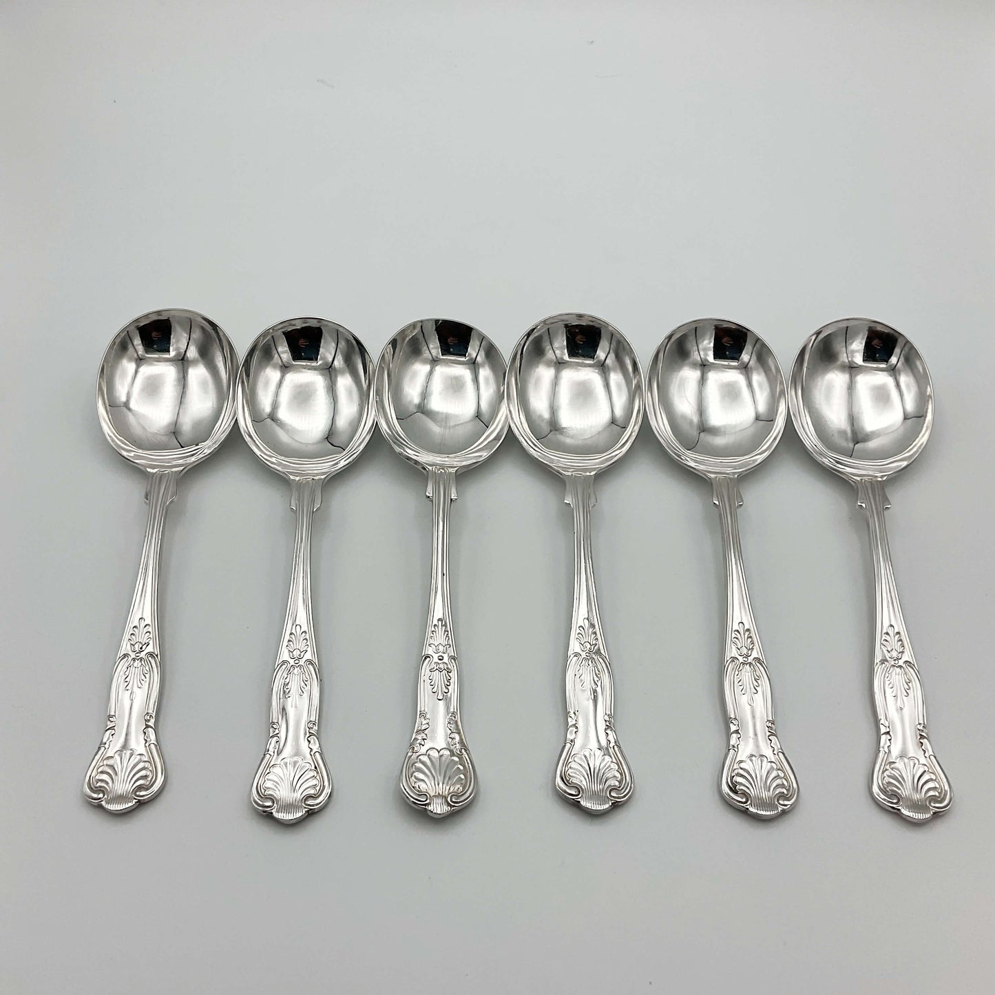 Set of Six Kings Pattern Soup Spoons