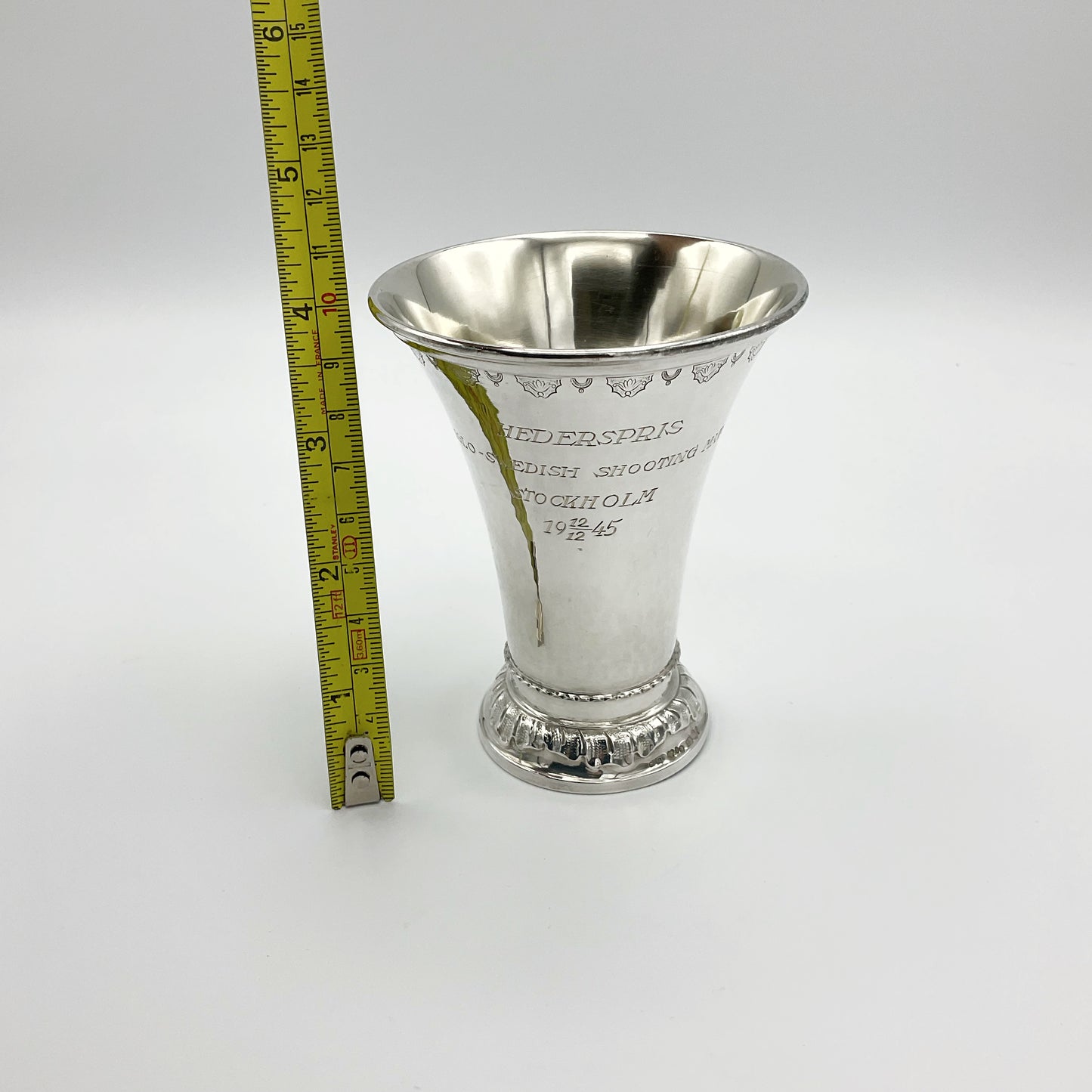Vintage 1945 Silver Trumpet Vase, Swedish Trophy