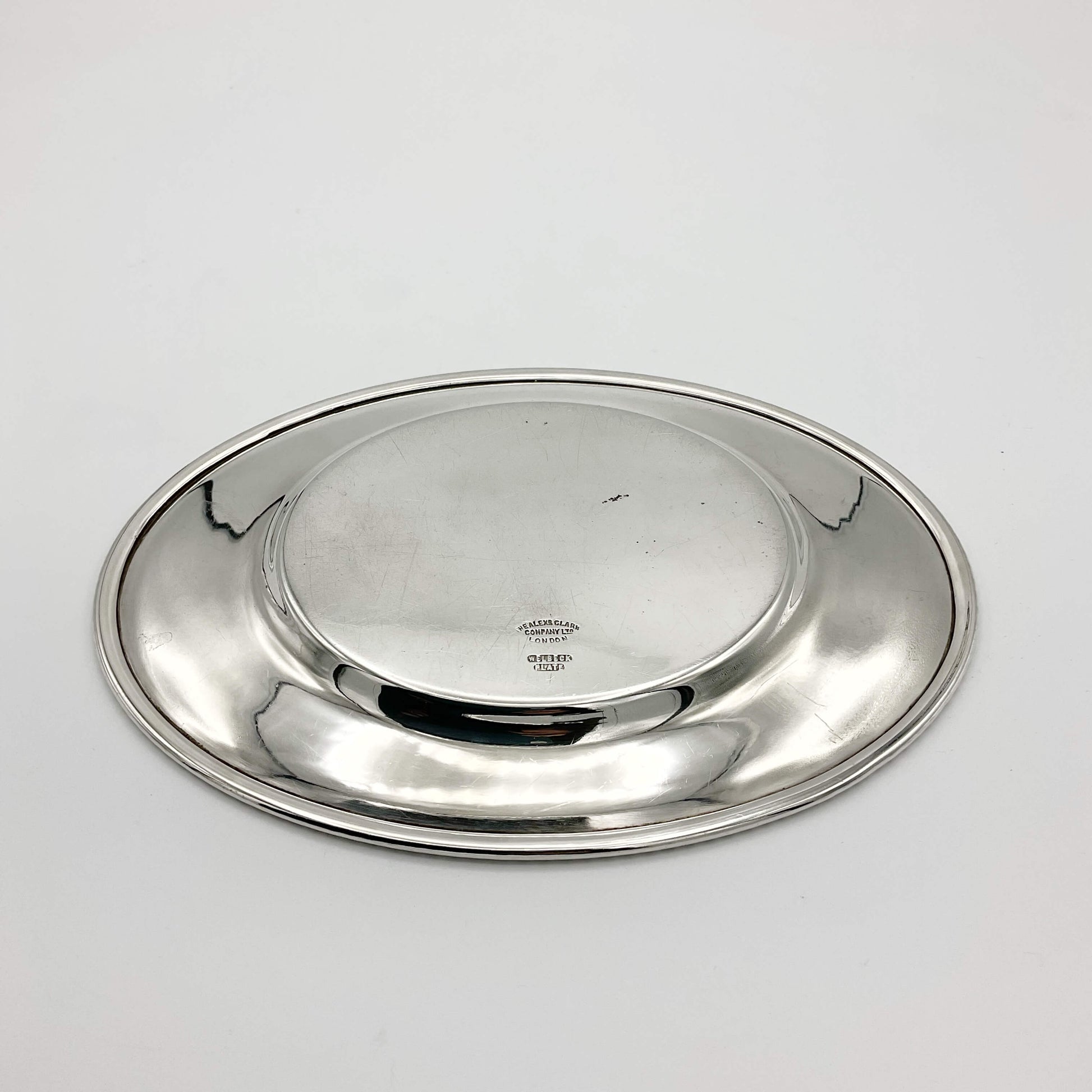 The base of the Vintage Silver Plated tray