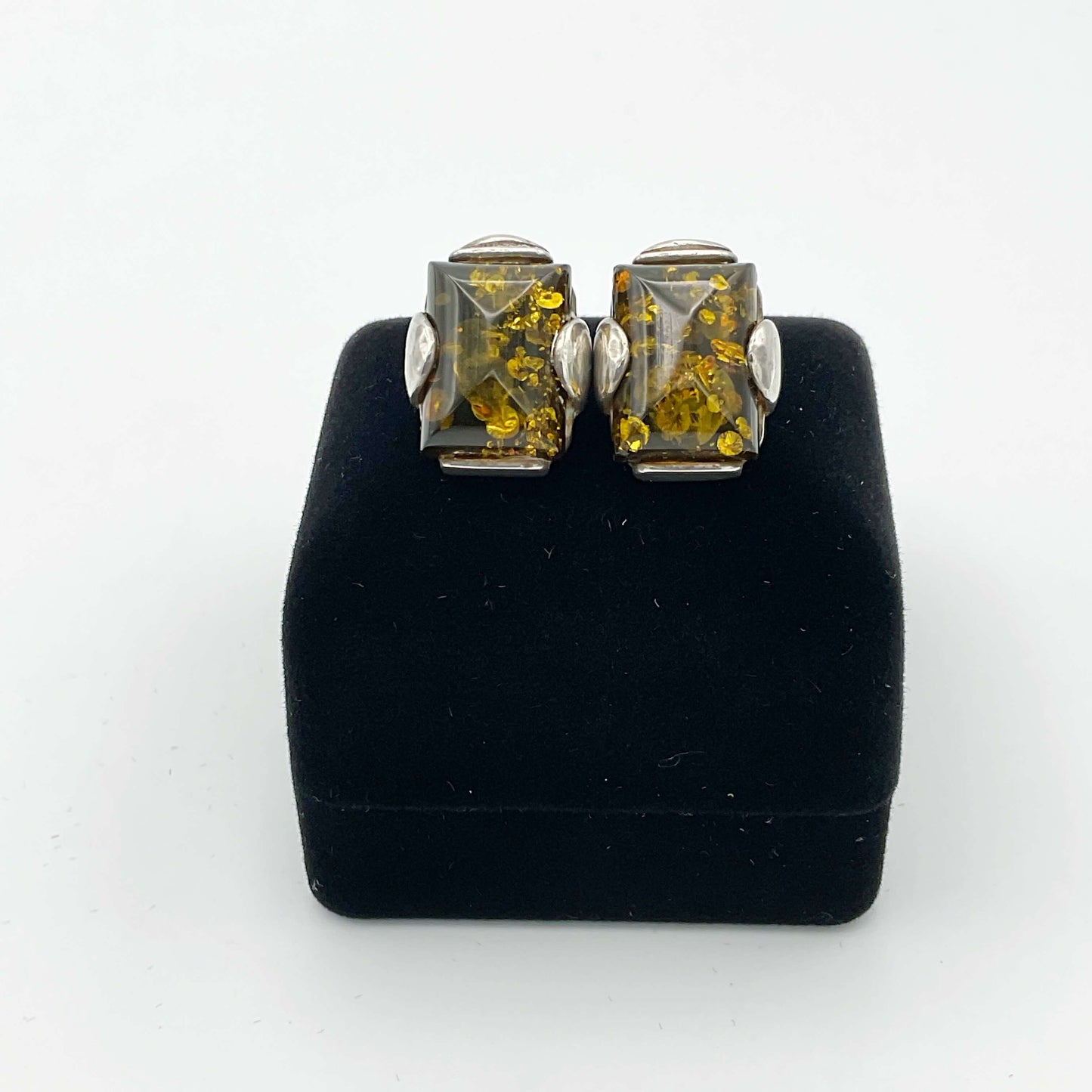 Baltic Amber Silver Plated Clip Earrings