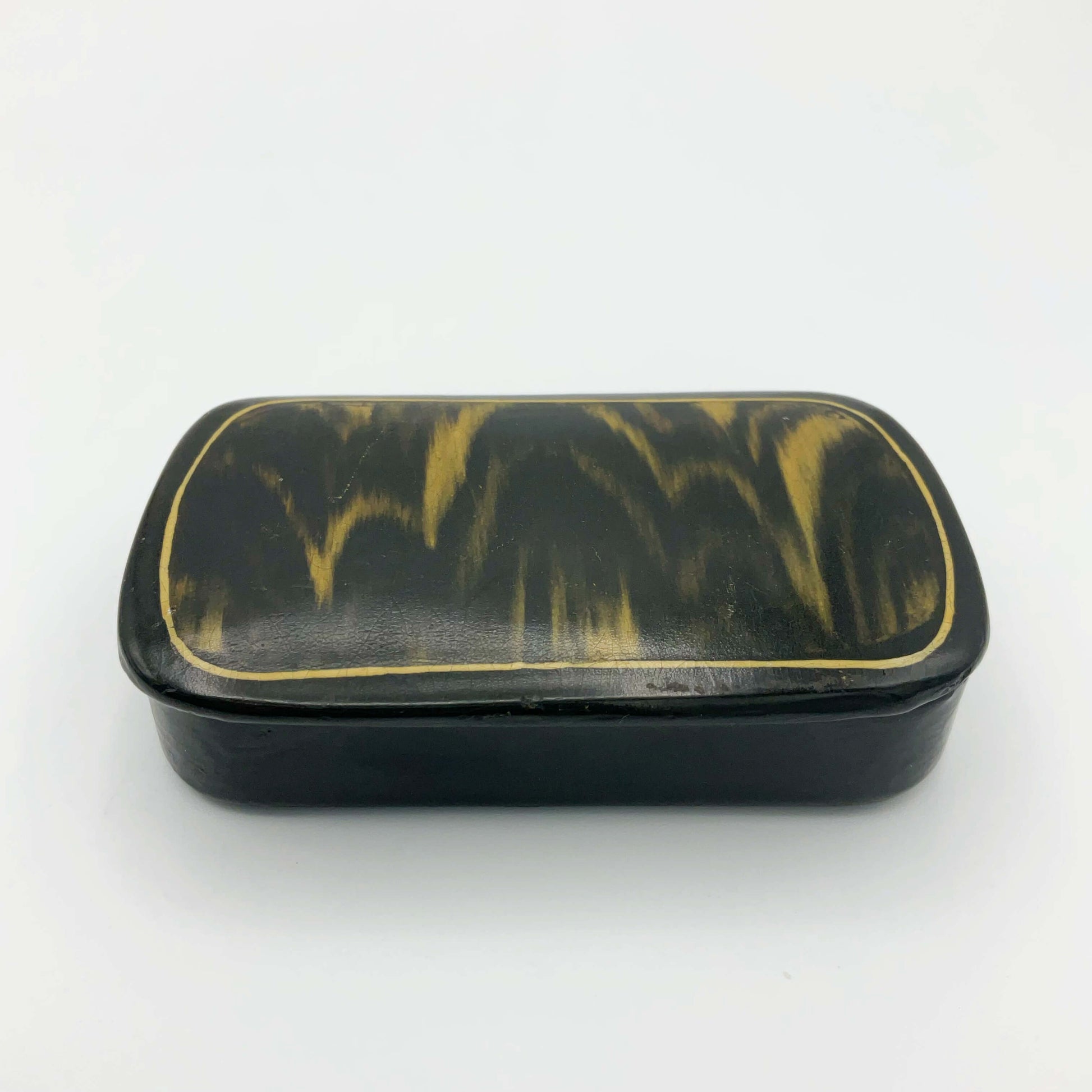 Antique black lacquer and gold snuff box 